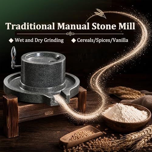7.8×11.8in Manual Stone Grain Mill with Stainless Steel Handle for Flour
