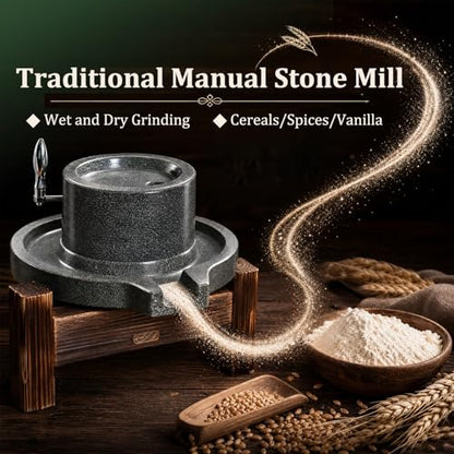 7.8×11.8in Manual Stone Grain Mill with Stainless Steel Handle for Flour