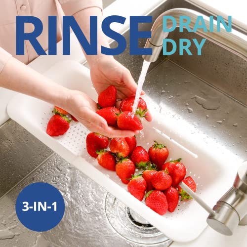 Blue Ginkgo Over Sink Colander, Extendable Kitchen Strainer, White - color: White, size: 1 Pack
