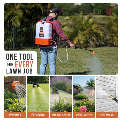 PetraTools HD4000 Battery Powered Backpack Sprayer, 6 Hr Runtime, 6 Nozzles - style: HD4000