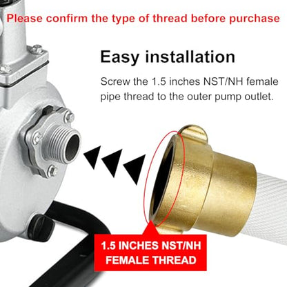 SAFBY Fire Hose - 1 1/2 inches x 100' Lay Flat Water Hose - Firehose White Industrial Hose - NST/NH Couplings - size: 1.5inch/100ft/NST(NH)