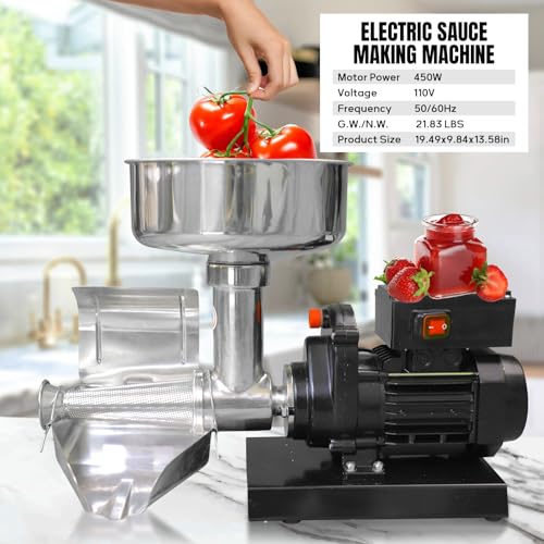 SQUEEZE master Electric Stainless Steel Jam Maker – Commercial Food Strainer & Sauce Maker with Adjustable Trough, Quiet Operation – Soft Fruit Processing Machine for Home & Restaurant Use