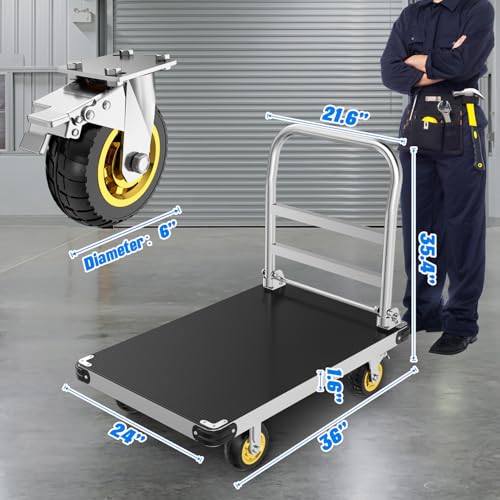 Heavy Duty Platform Truck 2200 lb, 36" x 24" Foldable Flatbed Cart - size: 36" x 24"