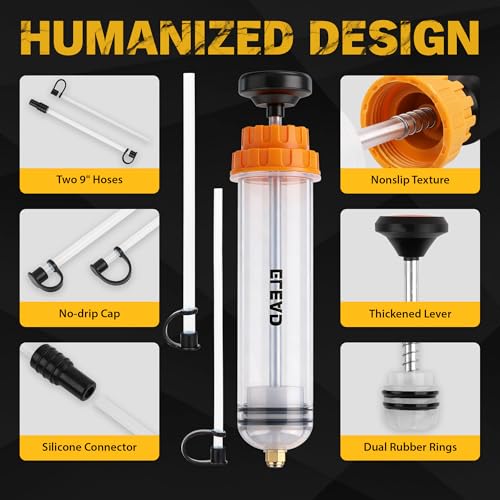 ELEAD 500cc Oil Fluid Extractor Pump, Multi-Purpose Oil Syringe, Fluid Syringe Extractor, Car Vacuum Fuel Transfer(17.6 Oz./0.45 Qt./500 CC) - color: Vibrant Orange
