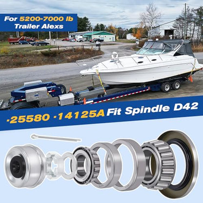 25580 14125A Boat Axles Trailer Bearing Kit for 5200-7000 lb, 4 Sets
