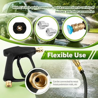 Car Short Pressure Washer Gun,High-Pressure 4350 PSI Max Stubby