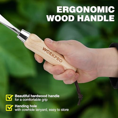 WORKPRO Crack Weeder, 12" Stainless Steel Crevice Weeding Tool with Ash Wooden Handle