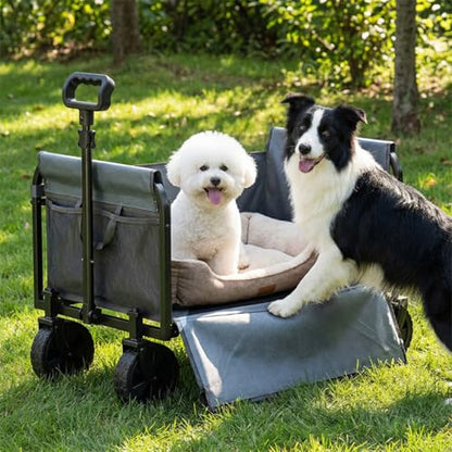 3-in-1 Portable Collapsible Wagon Cart with Removable Side - size: 120L