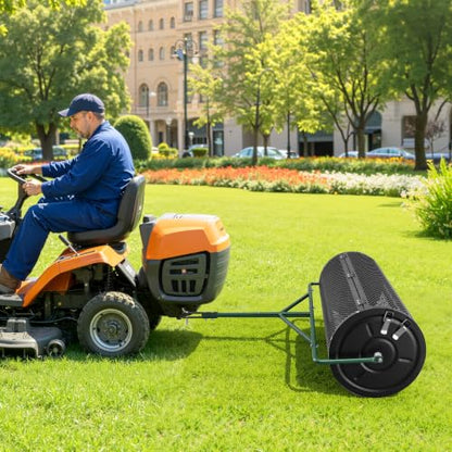 High-Capacity Metal Mesh Drum Compost Spreader with Side-Lock Peat Moss Spreader Ideal for Lawn and Garden Maintenance, Meeting Seeding and Fertilizing Needs for Farms and Vegetable Gardens. (44 inch) - size: 44 inch
