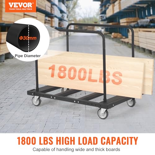 VEVOR Folding Table Cart, Heavy Duty Table Trolley with 5" Swivel Wheels, 1800 LBS Drywall Dolly Cart for Garage, Home, Warehouse, Party Event Hotel Furniture 10 Table Capacity - style: 1800LBS - Double Bar