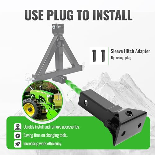 Wutist Sleeve Hitch Adapter Receiver Compatible with 3-Point Hitch - color: Black