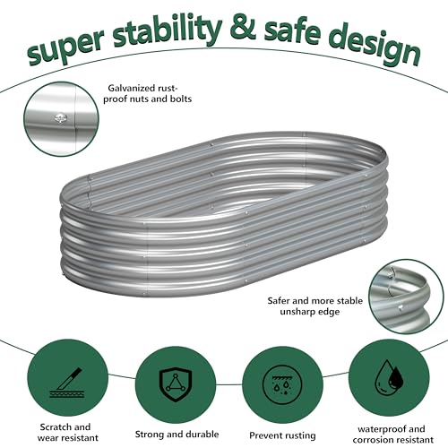2PCS 4x2x1FT Galvanized Metal Raised Garden Bed,Outdoor Planter Box for Vegetables - size: 4x2x1(2PCS)