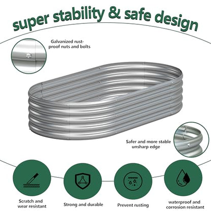 2PCS 4x2x1FT Galvanized Metal Raised Garden Bed,Outdoor Planter Box for Vegetables - size: 4x2x1(2PCS)