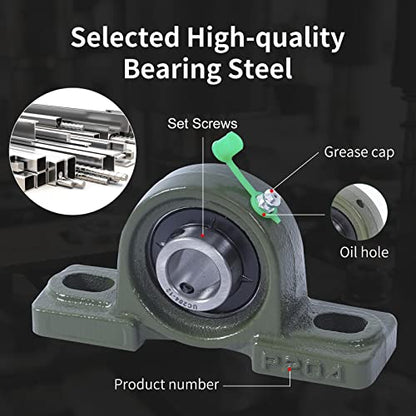 UCP204-12 Bearing 3/4in, Cast Iron 2-Pack
