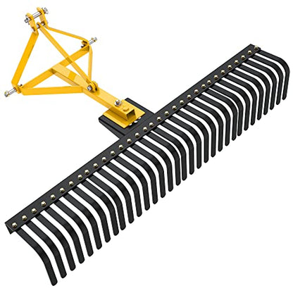 YITAMOTOR 3 Point Landscape Rock Rake for CAT 1, 5 FT Attach Tractor Rake - size: 60 Inch