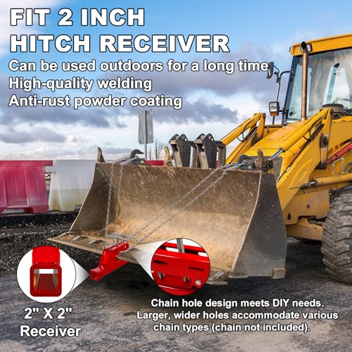 2026 New Upgraded Clamp On Trailer Hitch 2" Receiver, Heavy-Duty Bucket Trailer Hitch, Ball Mount Adapter Compatible with Kubota Deere Bobcat Bucket, for Boat, RV, Camping Accessories, Red - color: Red