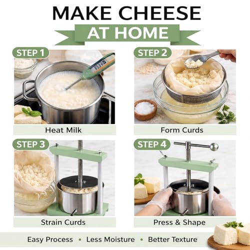 Manual Fruit & Cheese Press with Stainless Steel Basket - color: Green, size: 0.53 Gallon