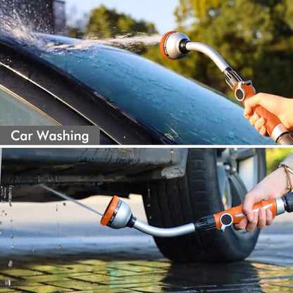 RESTMO Watering Wand Heavy Duty, 15-Inch Long Hose Nozzle Sprayer - color: Orange