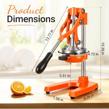 Orange Cast Iron Juicer for Bartenders & Health Enthusiasts - color: orange
