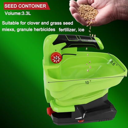 GARCARE 7.2V Cordless Seed Spreader with 3.3L Large Hopper 2.0Ah Battery