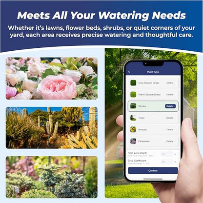 Outdoor Smart Sprinkler Controller 4 Zone, WiFi Automatic Irrigation Timer, Easy-Use App, Flexible Programs, Save Water via Rain, Wind&Freeze Skip, Quick Install, with Alexa - style: Pro-4 Zones