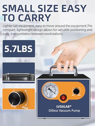Adjustable 15L/Min Oilless Diaphragm Lab Vacuum Pump, Filtration&Degassing