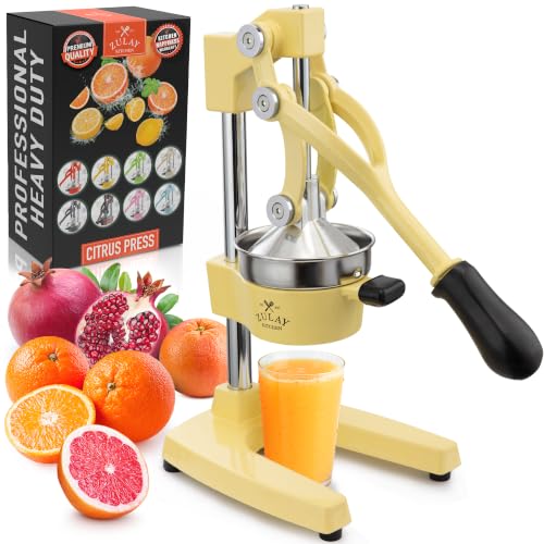 Zulay Kitchen Cast Iron Juicer - Heavy Duty Orange Juicer with Detachable Strainers for Easy Cleaning, Citrus Press for Citrus Fruits, Perfect for Bartenders, Juice Lovers & Health Enthusiasts - color: Lemon Custard, size: Cast Iron Juicer