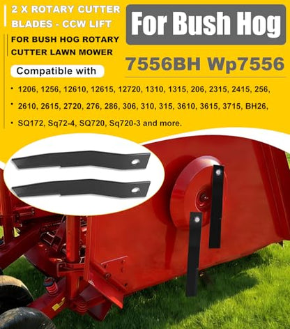 Camoo 7556BH for Bush Hog Rotary Cutter Blades Lawn Mower Blades for Bush Hog 276 286 310 315 1310 1315 206 306 7556 SQ172 SQ720 7556BH (2 Blade Set)