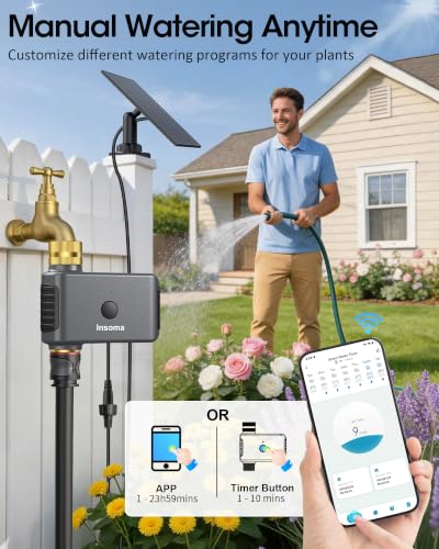 Solar WiFi Water Timer,Solar Hose Timer for Garden,365Day Power,Brass Value - size: 1 Zone-Solar-Brass