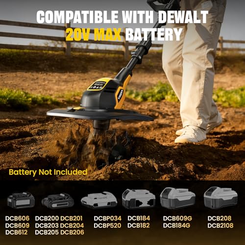 Cordless Tiller Cultivator for DEWALT 20V MAX Battery (Tool Only)