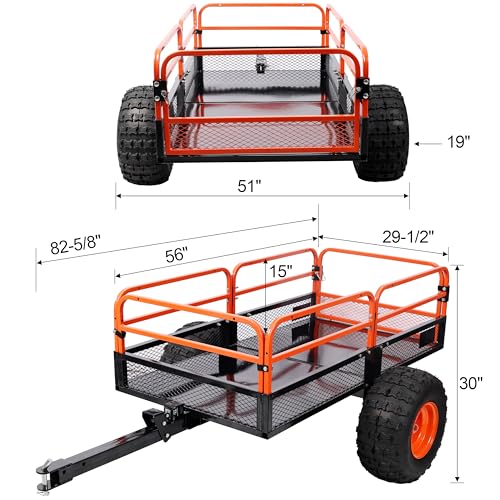 1500 LB Tow Behind Dump Cart with Mechanical Lever Dump