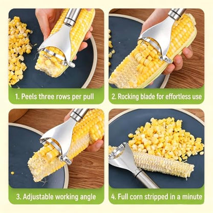 Corn Peeler, Corn stripper for corn on the cob remover tool,Stainless steel multifunctional Kitchen Grips Corn planer Cob Cutter kernels, Dishwasher Safe Kitchen Gadget