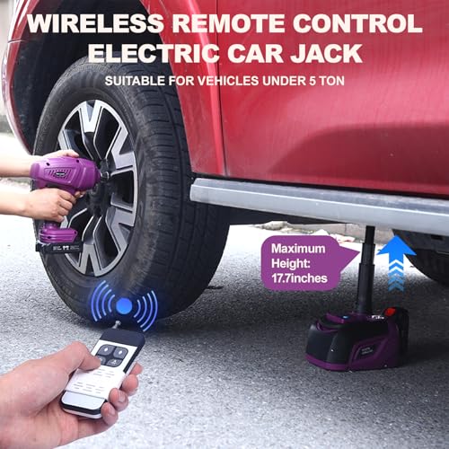 ROGTZ Cordless Electric Hydraulic Car Jack Kit 5T Wrench Remote Control - color: Purple