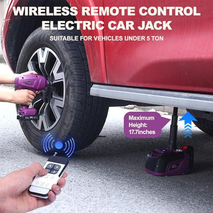 ROGTZ Cordless Electric Hydraulic Car Jack Kit 5T Wrench Remote Control - color: Purple