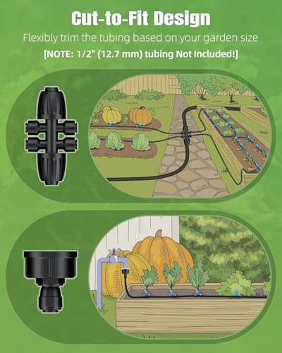 Pawfly 200 ft 1/4 Drip Irrigation Tubing, 1/4" Emitter Tubing with 6" Spacing, Polyethylene Drip Line with 24 Parts, Black Distribution Tubing for Drip Irrigation System, Drip Irrigation Hose Roll - size: 200 FT Kit with Emitters Drip Irrigation Tubing