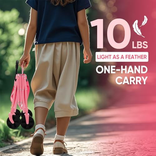 Sekey Lightweight Collapsible Wagon, 220 lb Capacity, Quick-Fold Cart - color: Pink