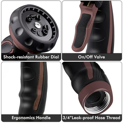 RESTMO Hose Nozzle with Easy Self-Lock Trigger, Heavy Duty Water Sprayer - color: Oil Rubbed Bronze