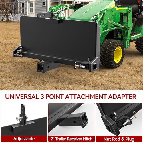 YITAMOTOR Skid Steer 3 Point Adapter Plate Mount with 2" Hitch Receiver