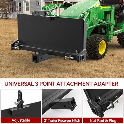 YITAMOTOR Skid Steer 3 Point Adapter Plate Mount with 2" Hitch Receiver