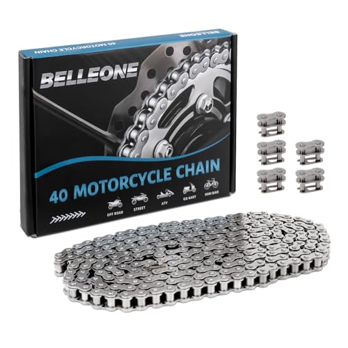 #40 Roller Chain - 10 Feet #40 Chain with 5 Connecting Links for Go Karts, Mini Bikes, Scooters, Motorcycles, Bycicles, ATV, MTV, Dirt Bike and Other Industrial Machinery - 240 Links - size: 10 Feet, style: 240 Links
