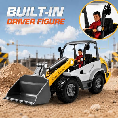 iPlay, iLearn Heavy Duty Construction Site Playset, Metal Dump Truck Digger