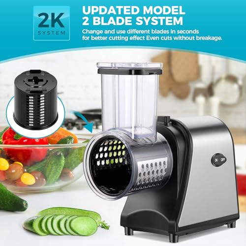 250W Electric Cheese Grater Slicer Shredder 5-in-1 Salad Maker for Kitchen