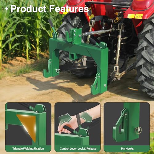 3-Point Quick Hitch with 2" Receiver, Green - color: Green