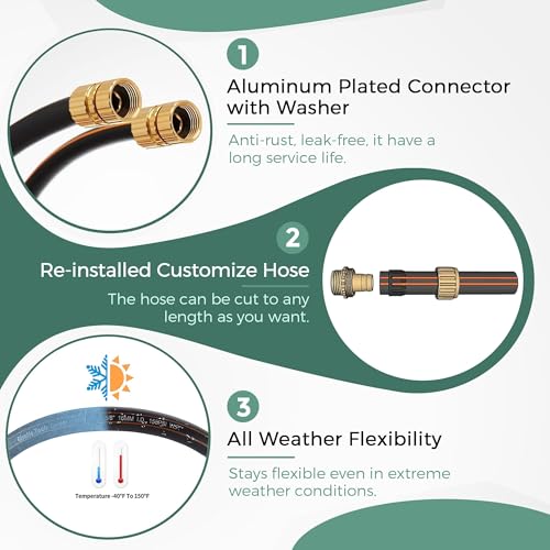 Giraffe Tools Garden Hose 5/8", 6ft Short Garden Hose | Custom Length, No Kink, Flexible, Leakproof Water Hose, 600 Burst PSI - size: 6FT Male Female