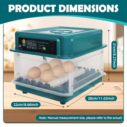 12 Eggs Incubators for Hatching with Auto Turning and Humidity Display