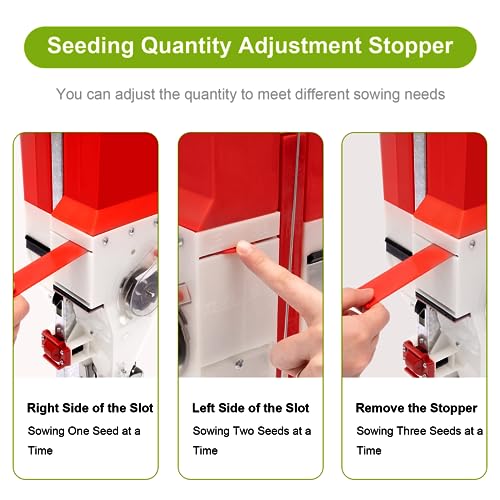 Double-Cylinder Handheld Corn Peanut Seeder Fertilizer, Manual Seeding Machine Garden Push Seeder, Depth Adjustable Soybean Vegetable Seeding Machine Garden Seeder Row Planter