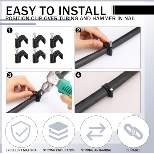 100 Pcs Drip Irrigation Tubing Mounting Clips, 1/2" and 5/8", Black - style: 1/2" and 5/8"