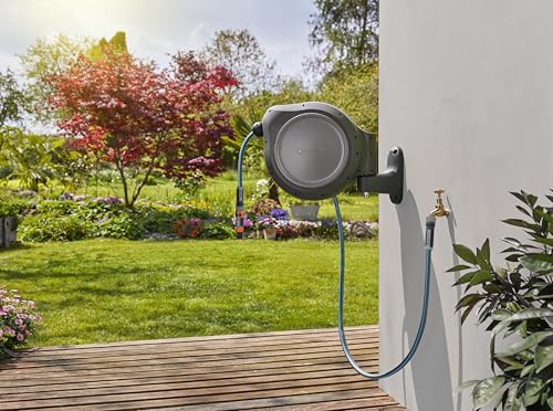 GARDENA Retractable Garden Hose Reel, 50 ft, 180 Degree Wall Mount - 20500 - size: 50 ft