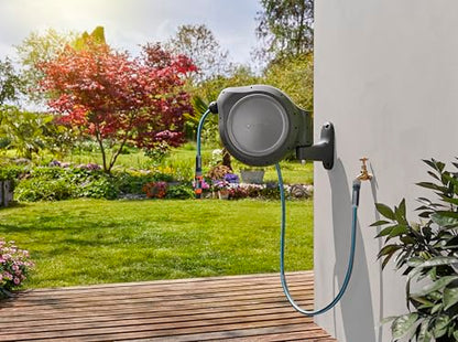 GARDENA Retractable Garden Hose Reel, 50 ft, 180 Degree Wall Mount - 20500 - size: 50 ft