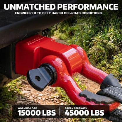 AUTOBOTS Shackle Hitch Receiver 2", Heavy Duty Recovery Hitch Red-Red - color: RED-RED